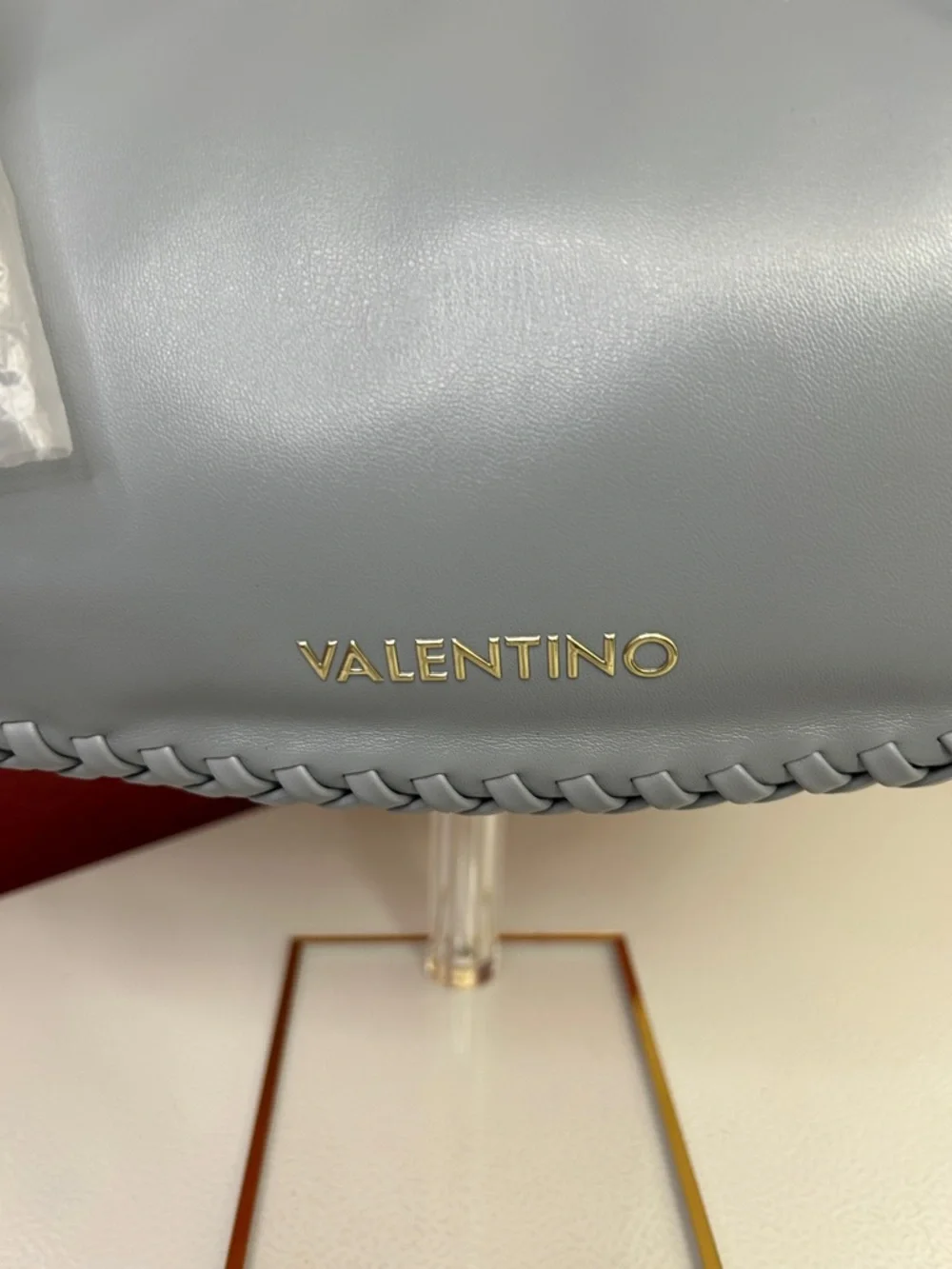 Valentino Light Blue Braided Handle Hobo with Scarf Bow - Picture 2 of 10